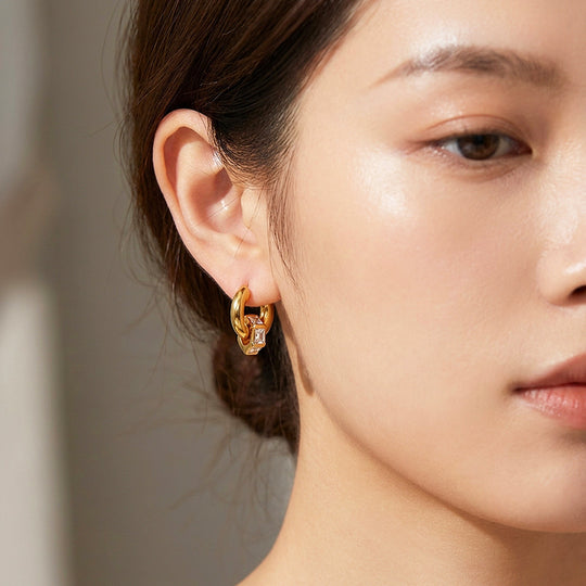 Huggie Hoop with Baguette Drop Earrings | Luxe3727