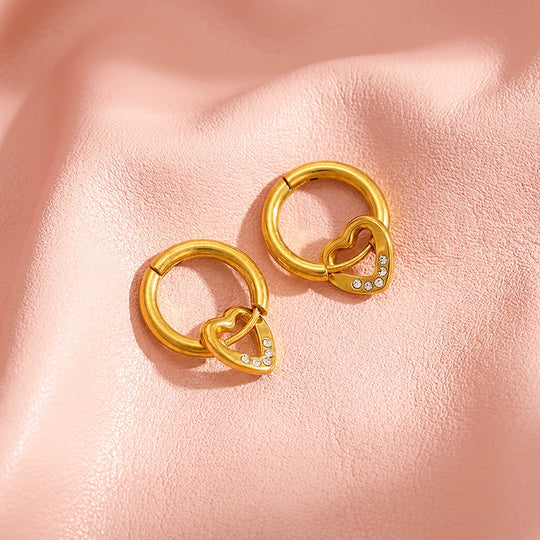 Heart Drop Huggie Earrings | Luxe3728
