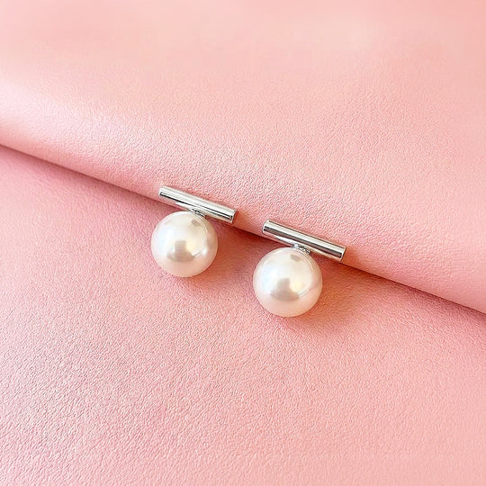 Bar &amp; Pearl-Style Stud Earrings | Luxe3732