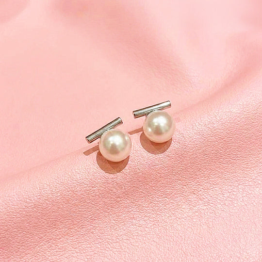 Bar &amp; Pearl-Style Stud Earrings | Luxe3732
