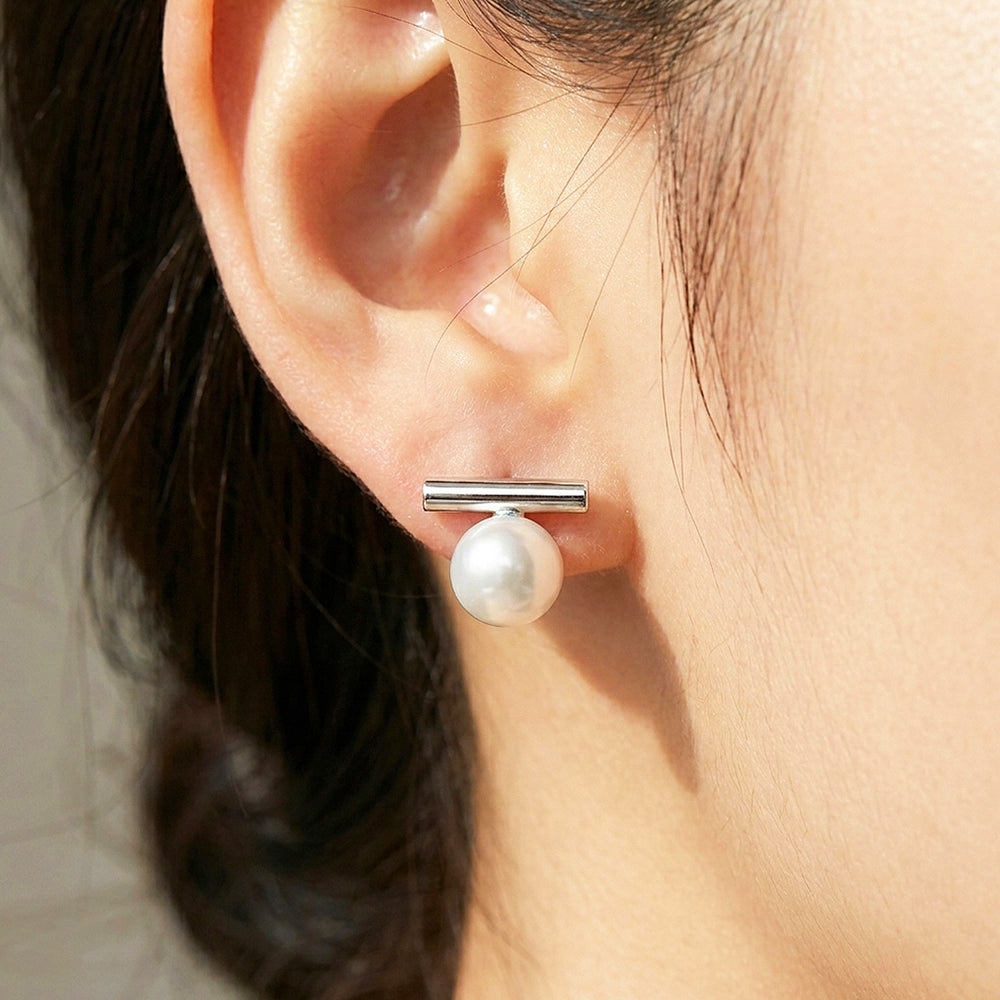 Bar & Pearl-Style Stud Earrings | Luxe3732