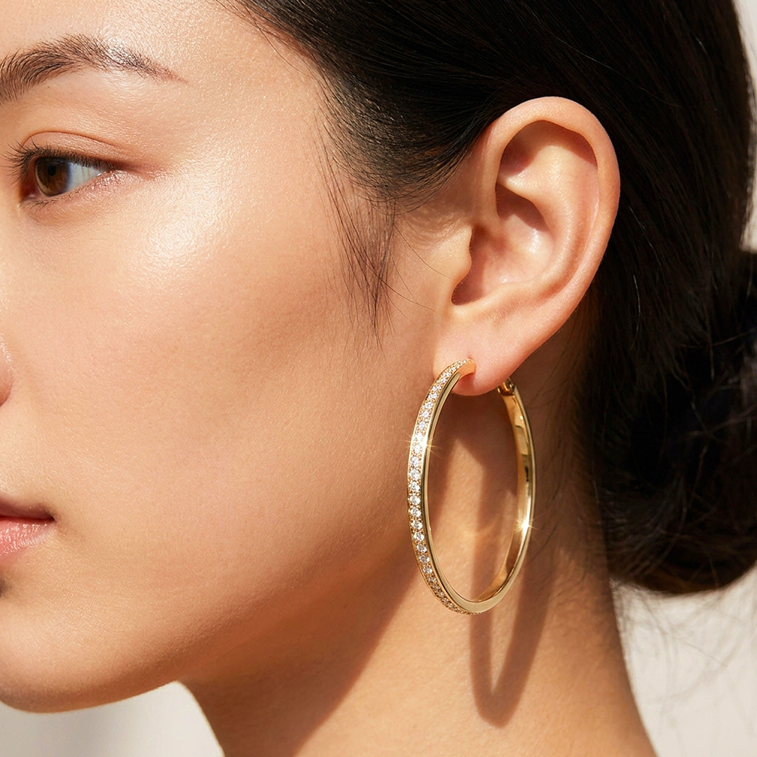 Pavé Large Hoop Earrings | Luxe3734