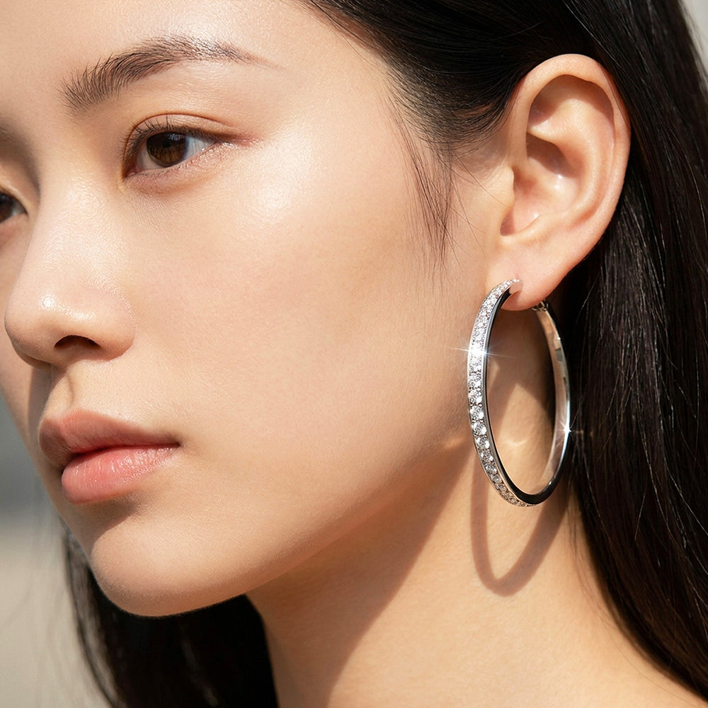 Pavé Large Hoop Earrings | Luxe3734