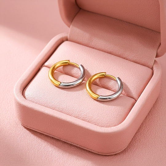 Two-Tone Hoop Earrings | Luxe3737