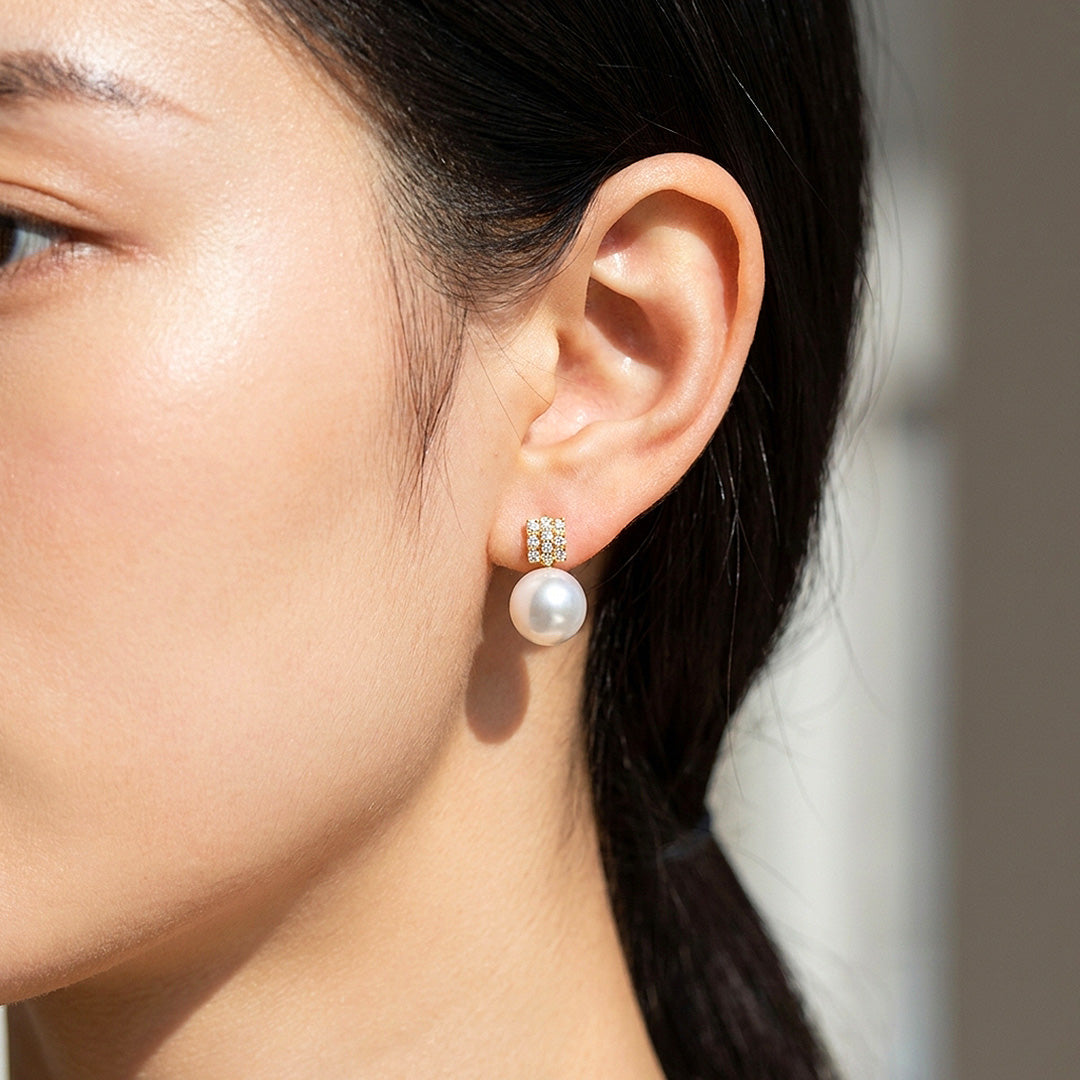 Stone Bar &amp; Pearl-Style Drop Earrings | Luxe3739