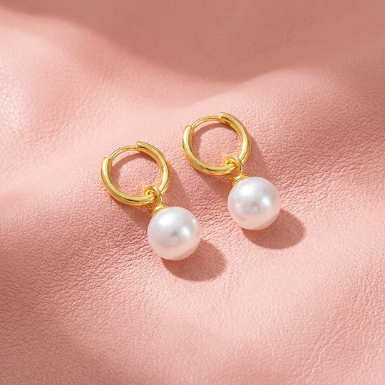 Huggie Hoop &amp; Pearl-Style Drop Earrings | Luxe3740