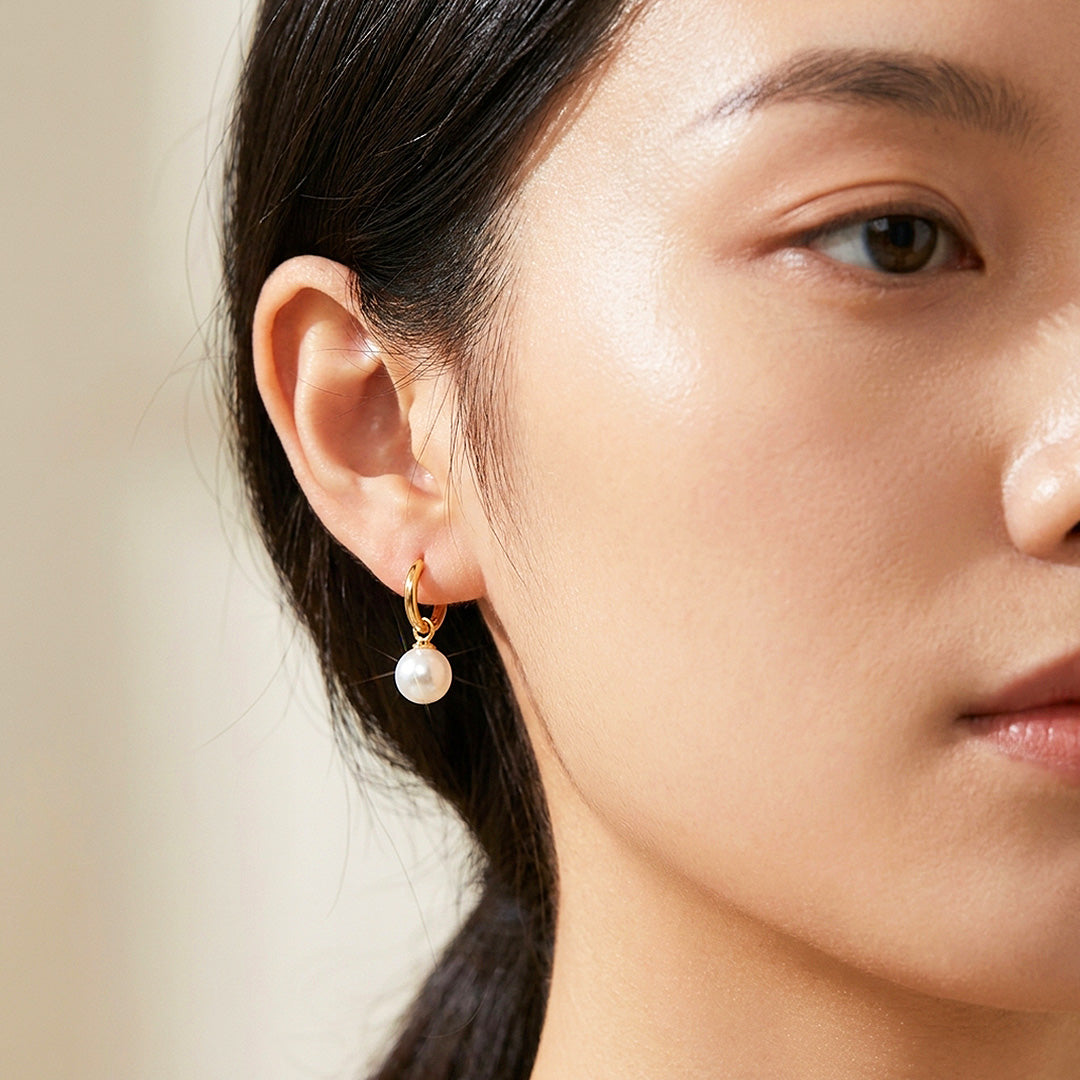 Huggie Hoop &amp; Pearl-Style Drop Earrings | Luxe3740