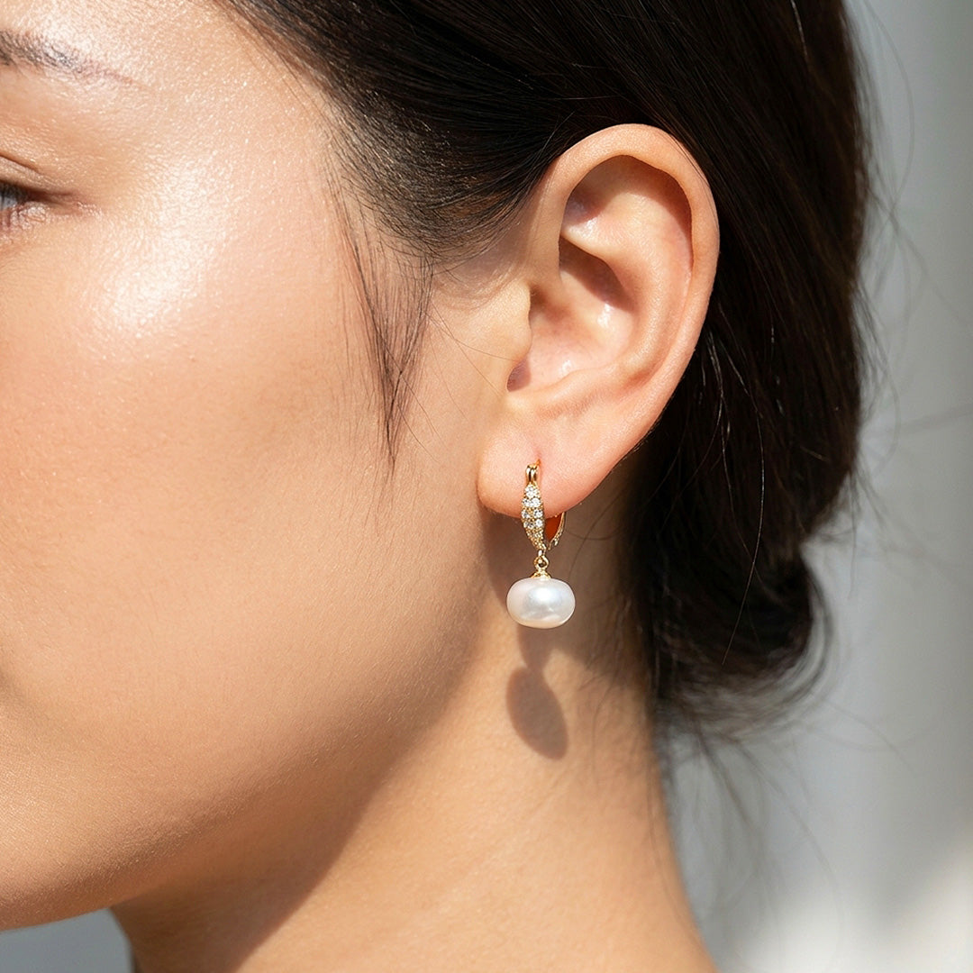 Huggie &amp; Pearl-Style Drop Earrings | Luxe3741