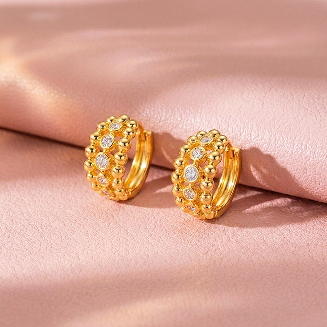 Beaded Lattice Hoop Earrings | Luxe3744
