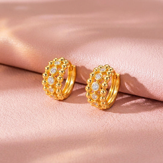 Beaded Lattice Hoop Earrings | Luxe3744