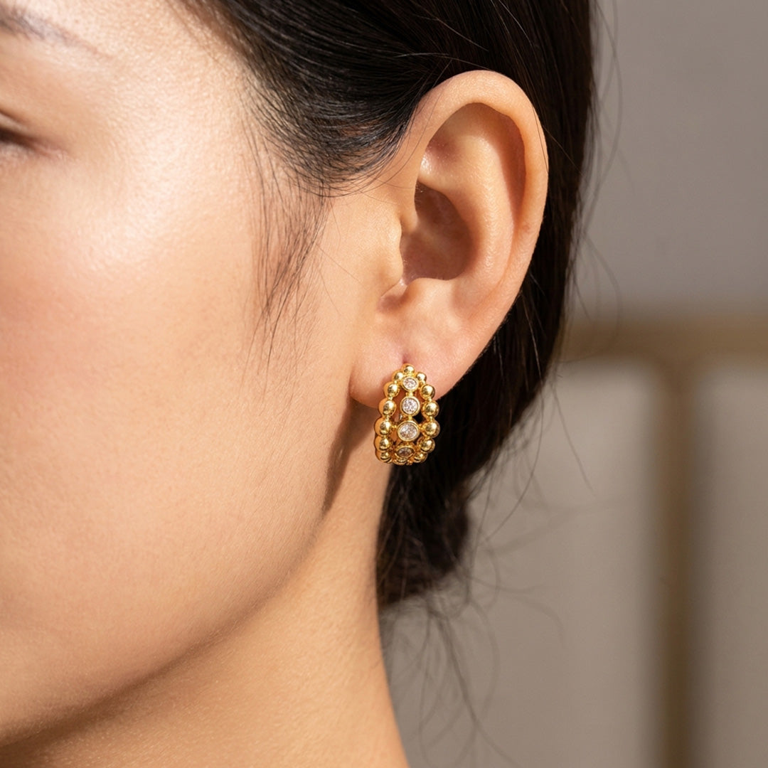 Beaded Lattice Hoop Earrings | Luxe3744