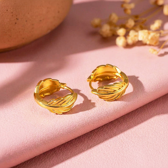 Feather Huggie Hoop Earrings | Luxe3746