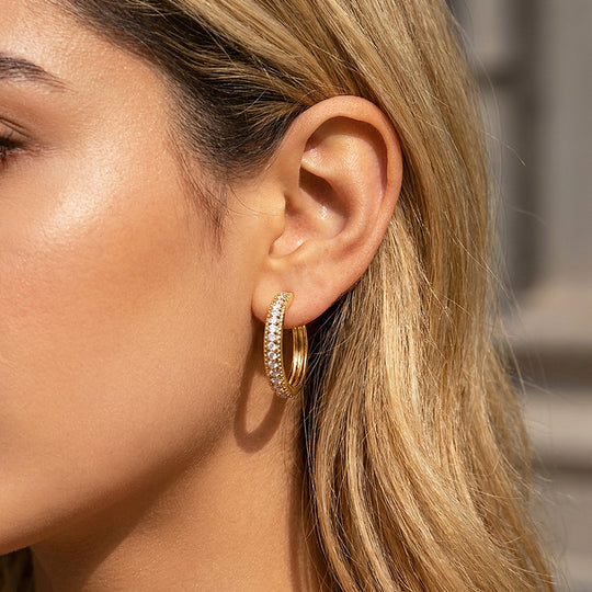 Encrusted Hoop Earrings | Luxe3747