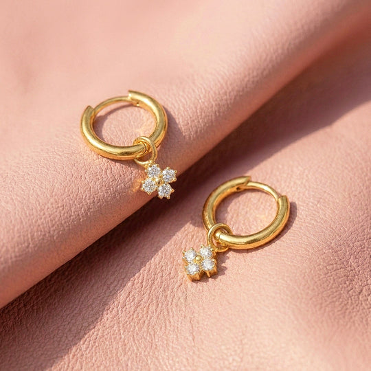 Hoop &amp; Flower Charm Drop Earrings | Luxe3749