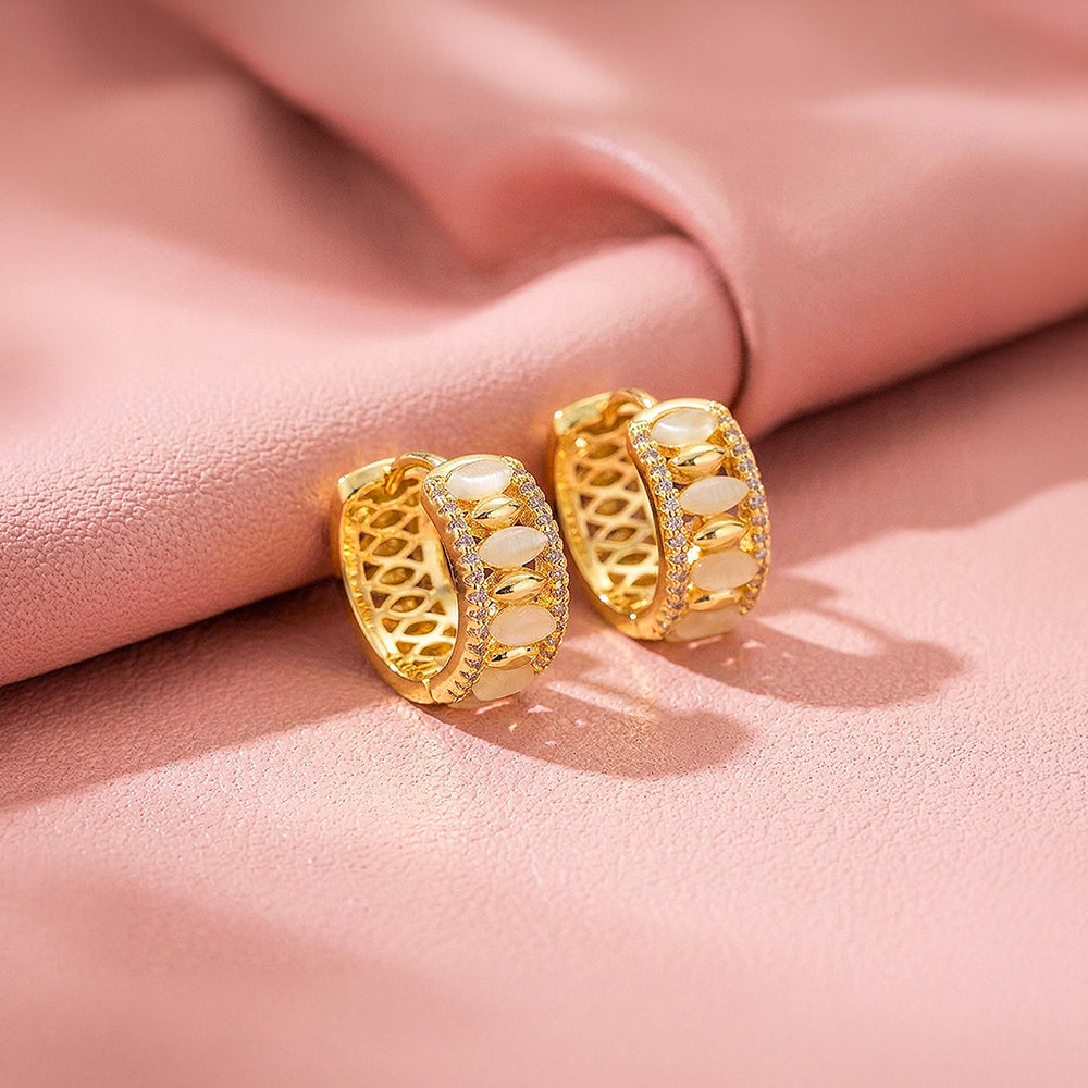 Opal & Diamond Simulant Wide Hoop Earrings | Luxe3750