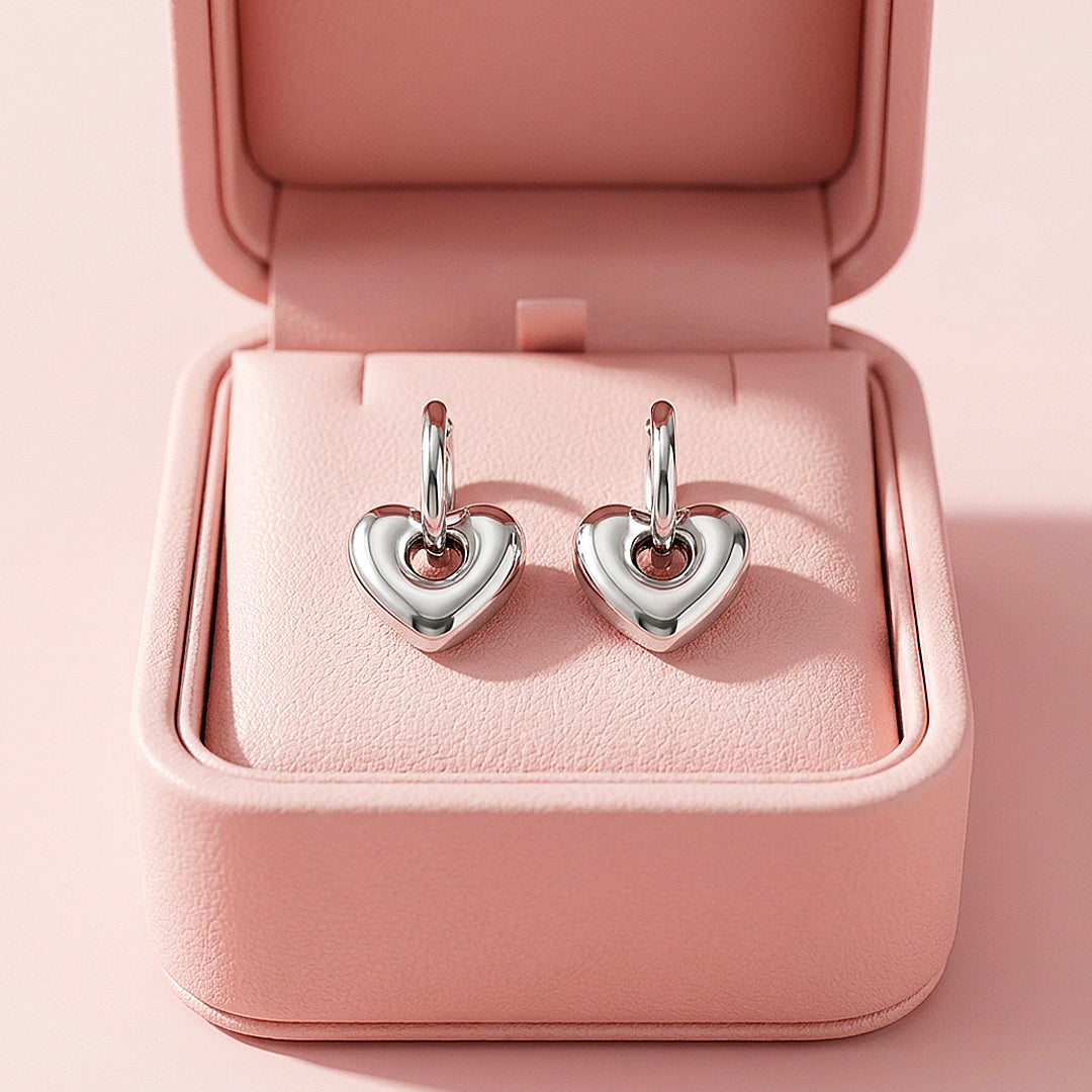 Heart Charm Huggie Hoop Earrings | Luxe3756