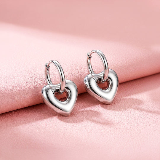 Heart Charm Huggie Hoop Earrings | Luxe3756
