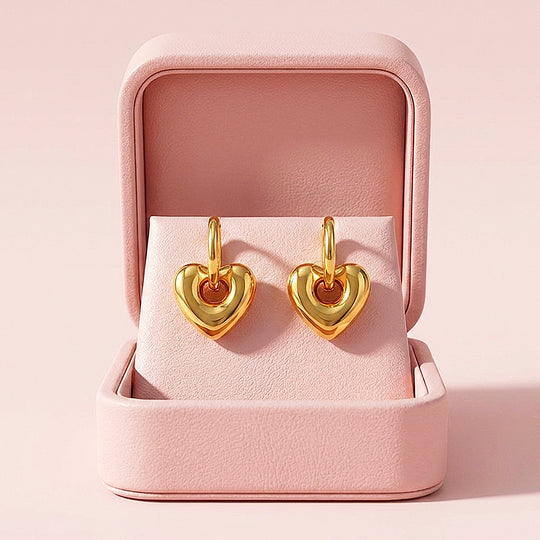 Heart Charm Huggie Hoop Earrings | Luxe3756