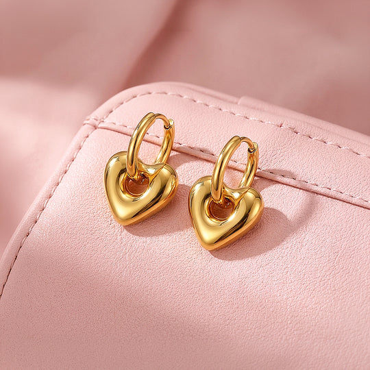 Heart Charm Huggie Hoop Earrings | Luxe3756