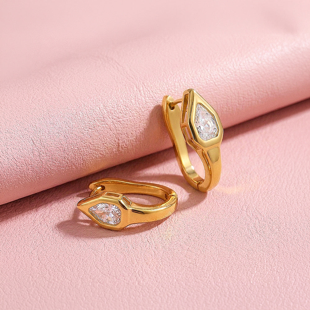 Pear Cut Tapered Huggie Hoop Earrings | Luxe3761