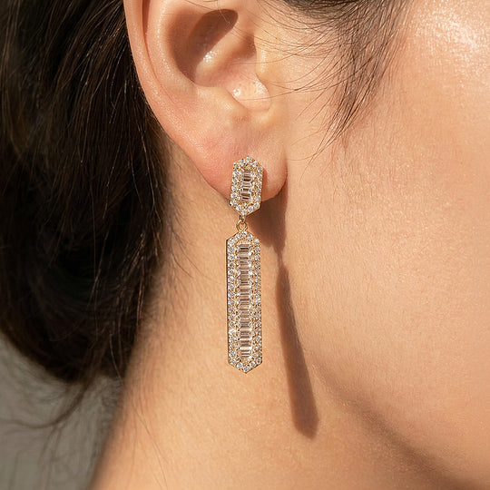 Geometric Long Drop Earrings | Luxe3765
