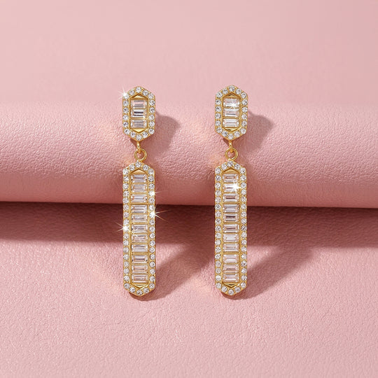 Geometric Long Drop Earrings | Luxe3765