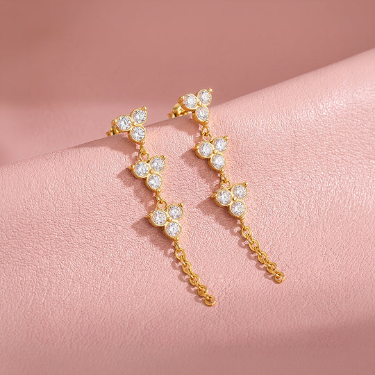 Multi-Cluster Chain Drop Earrings | Luxe3766