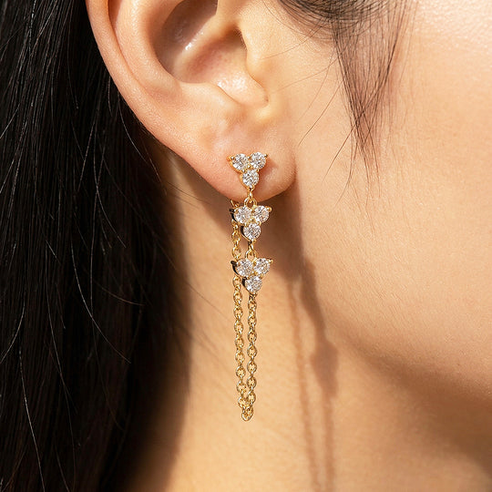 Multi-Cluster Chain Drop Earrings | Luxe3766
