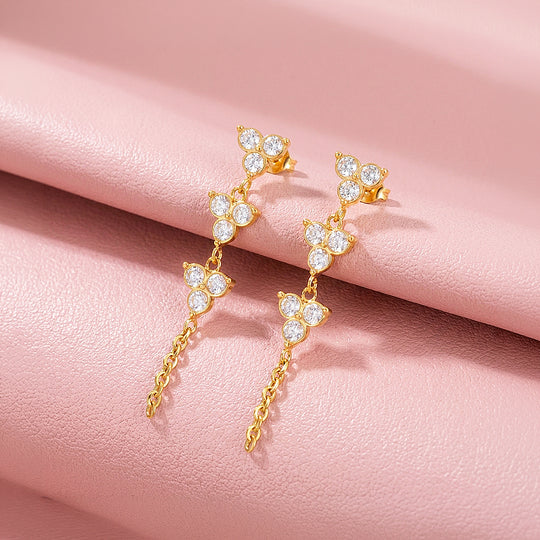 Multi-Cluster Chain Drop Earrings | Luxe3766