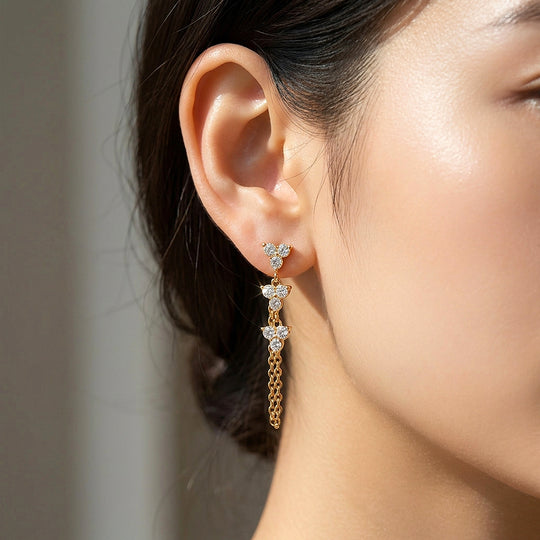 Multi-Cluster Chain Drop Earrings | Luxe3766