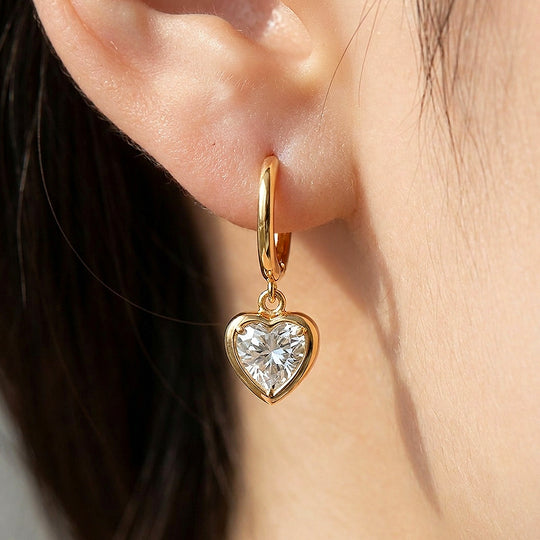 Trillion Cut Bezel Huggie Drop Earrings | Luxe3768