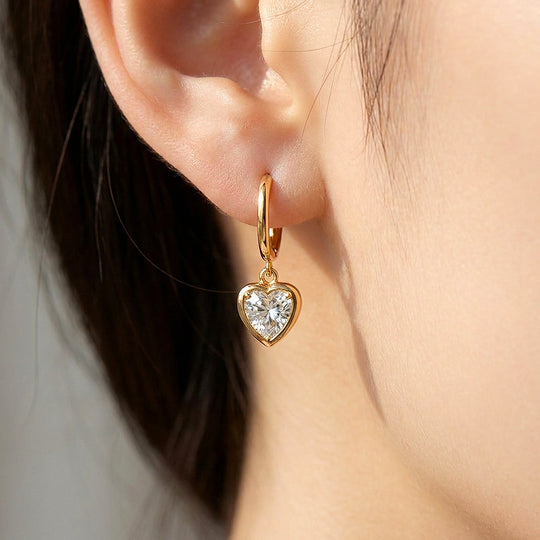 Trillion Cut Bezel Huggie Drop Earrings | Luxe3768