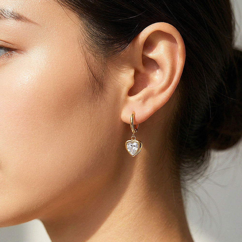 Trillion Cut Bezel Huggie Drop Earrings | Luxe3768