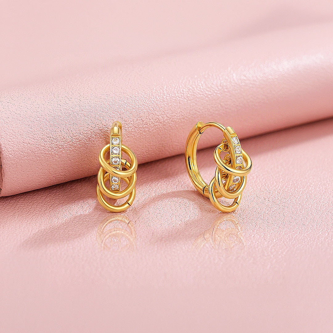 Triple Ring Pavé Huggie Hoop Earrings | Luxe3770