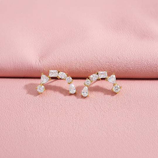 Multi-Shape Curved Ear Climber Earrings | Luxe3771