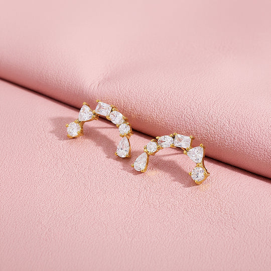 Multi-Shape Curved Ear Climber Earrings | Luxe3771