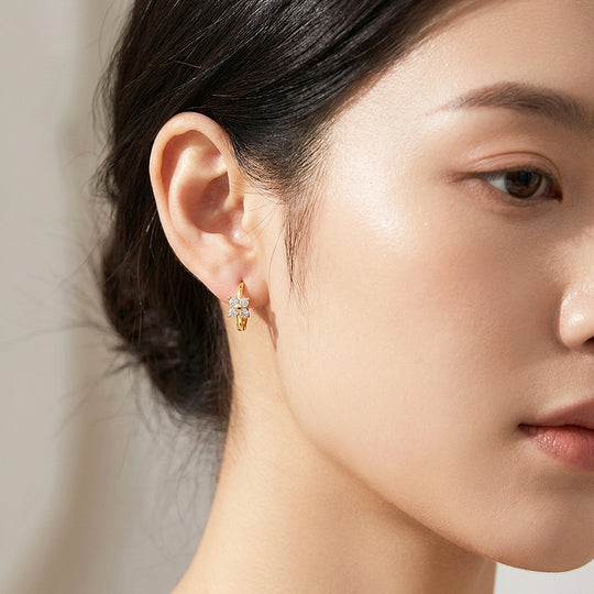 Floral Cluster Huggie Hoop Earrings | Luxe3774