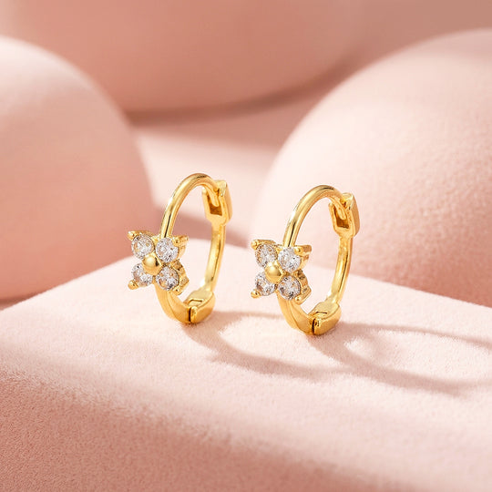 Floral Cluster Huggie Hoop Earrings | Luxe3774