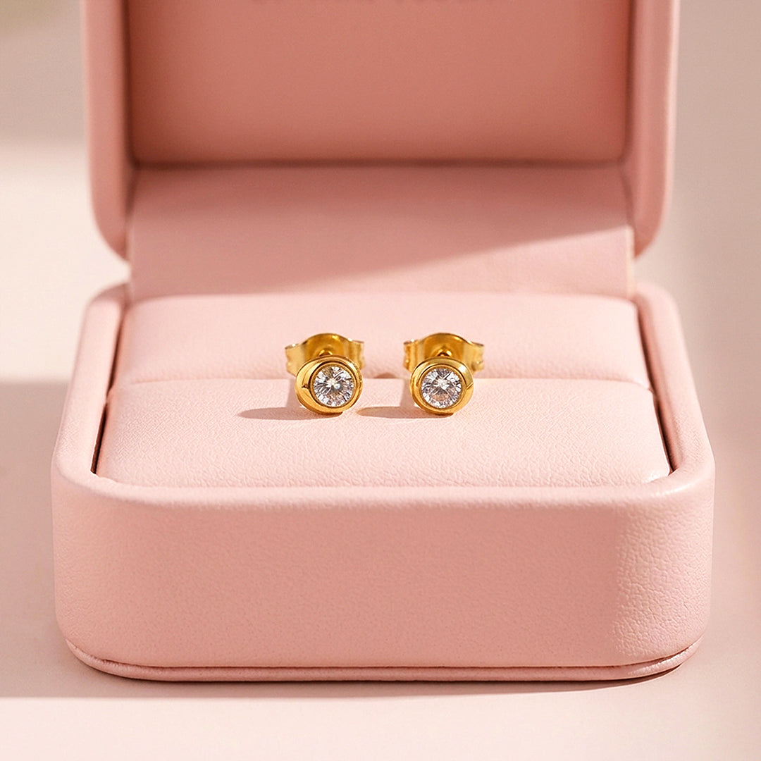 Asymmetric Bezel Stud Earrings | Luxe3775