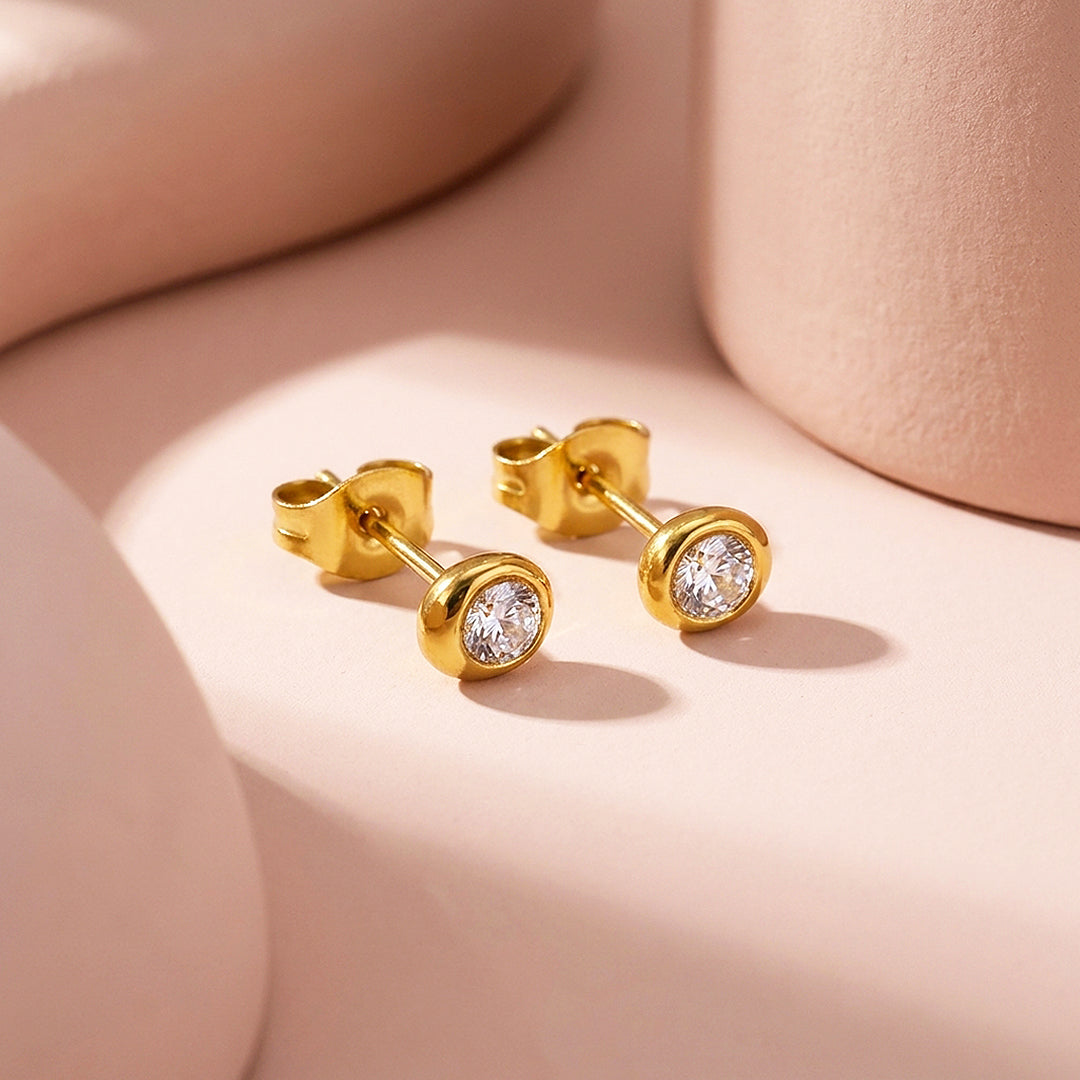 Asymmetric Bezel Stud Earrings | Luxe3775
