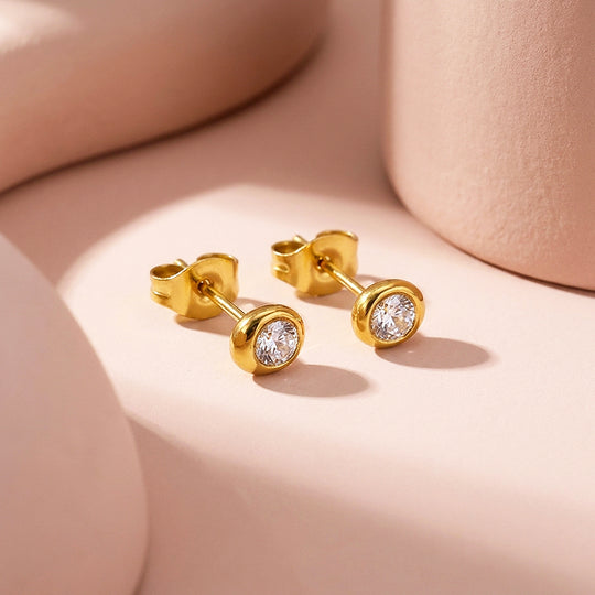 Asymmetric Bezel Stud Earrings | Luxe3775