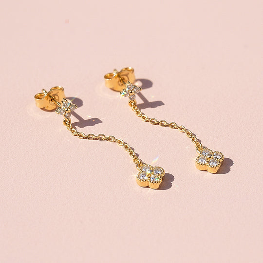 Floral Clover Chain Drop Earrings | Luxe3780