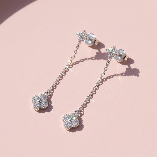 Floral Clover Chain Drop Earrings | Luxe3780