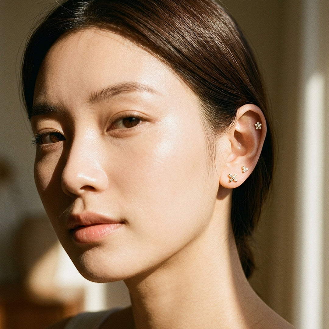 Floral Motif Stud Earrings Set (3 Pairs) | Luxe3785