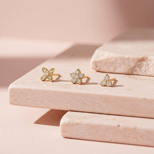 Floral Motif Stud Earrings Set (3 Pairs) | Luxe3785