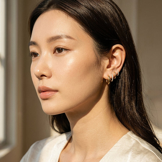Bold, Slim and Pave Hoop Earrings Set (4 Pairs) | Luxe3787