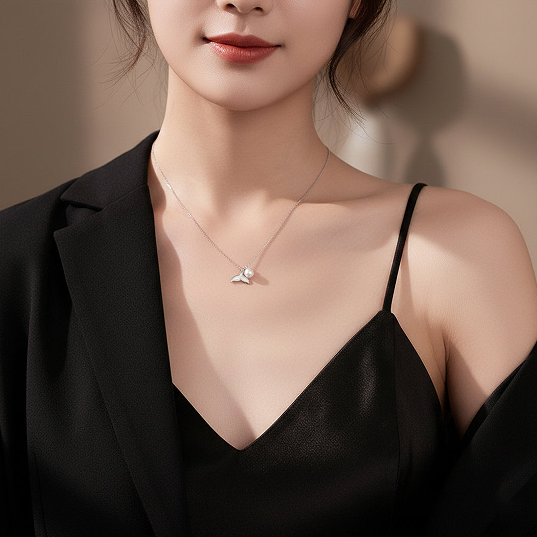 Mermaid Tail Pearl Pendant Necklace | Gold/Silver | Luxe4438 - Luxe Necklace | Singapore Jewellery, Wedding Rings &amp; Gifts | Same Day Delivery | Tiara.com.sg