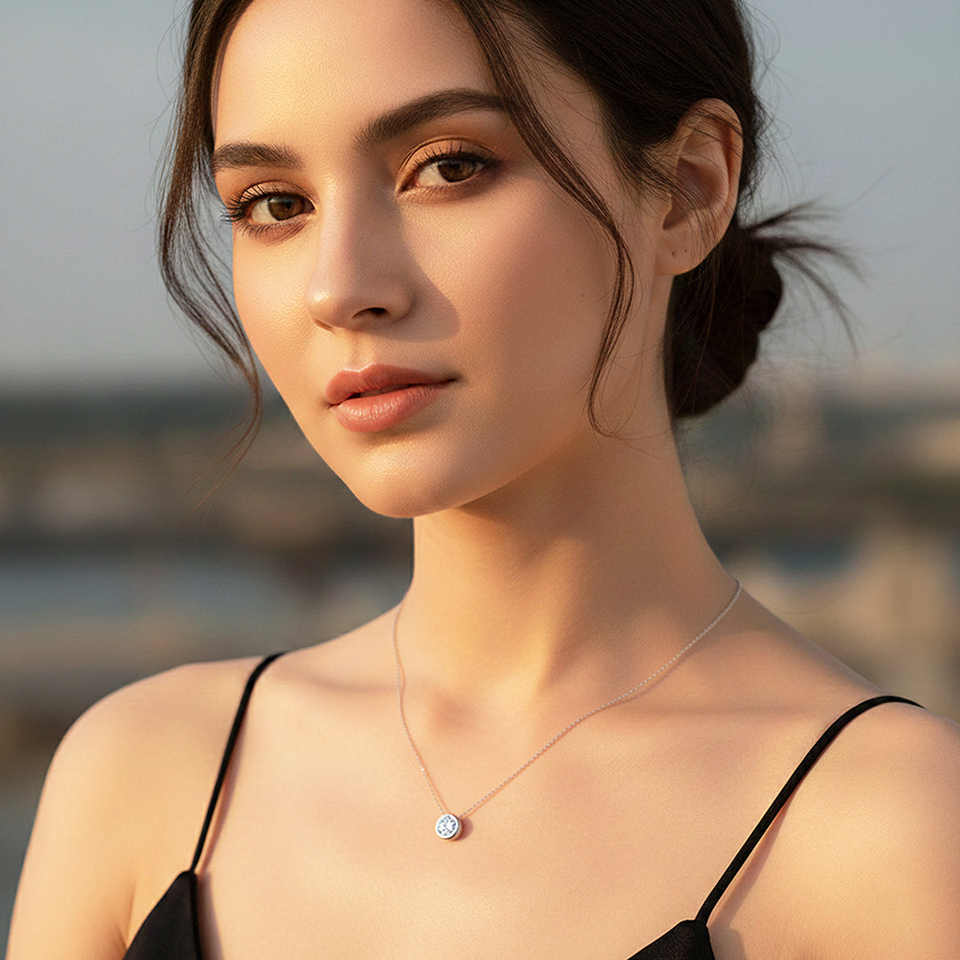 Silver Solitaire Pendant Necklace | Luxe4439 - Luxe Necklace | Singapore Jewellery, Wedding Rings &amp; Gifts | Same Day Delivery | Tiara.com.sg