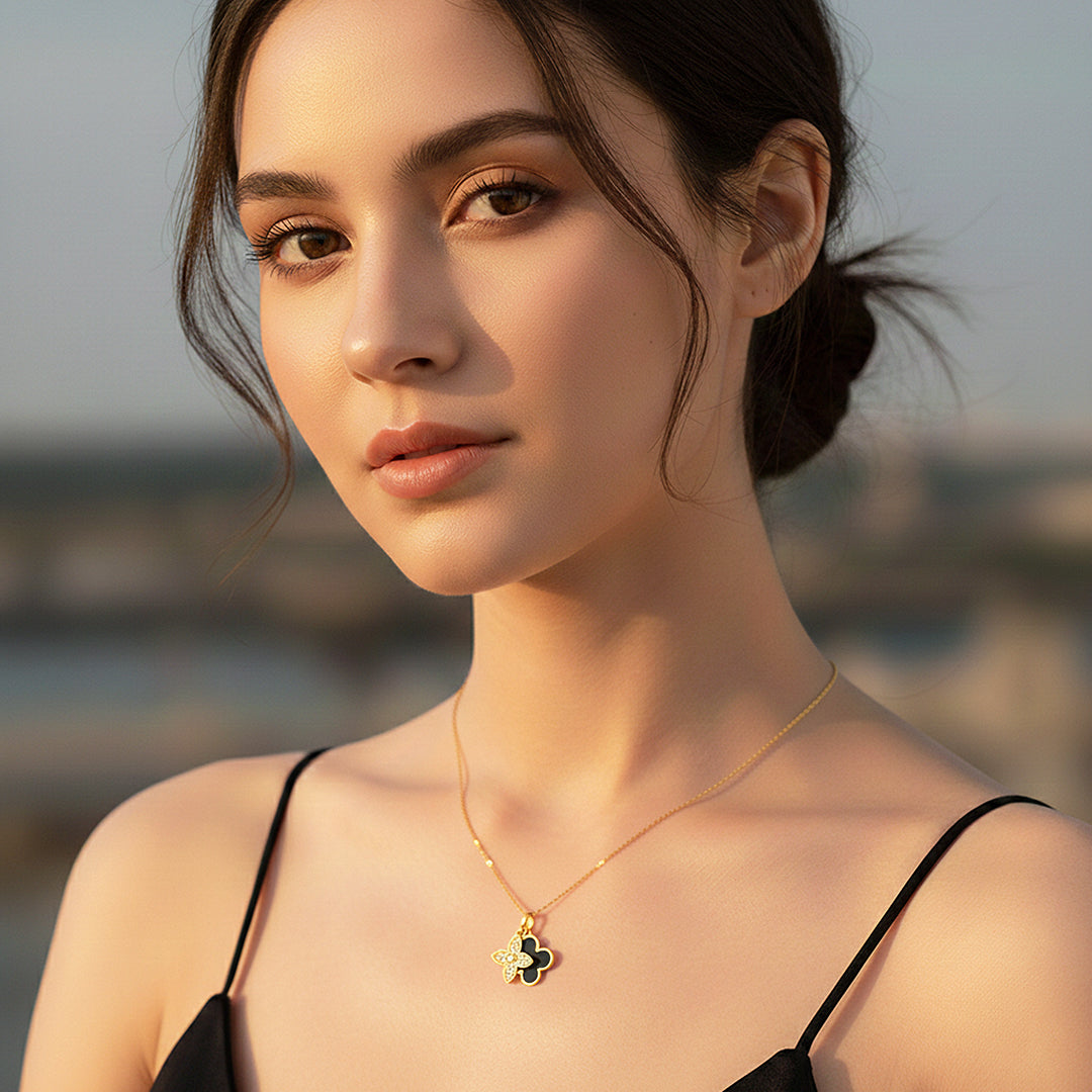 Cluster Pendant Necklace | Gold | Luxe4440 - Luxe Necklace | Singapore Jewellery, Wedding Rings &amp; Gifts | Same Day Delivery | Tiara.com.sg