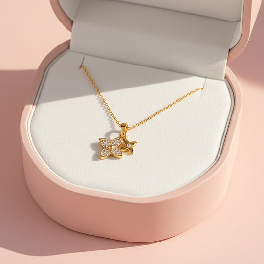 Floral Pendant Necklace | Gold/Silver | Luxe4442 - Luxe Necklace | Singapore Jewellery, Wedding Rings &amp; Gifts | Same Day Delivery | Tiara.com.sg